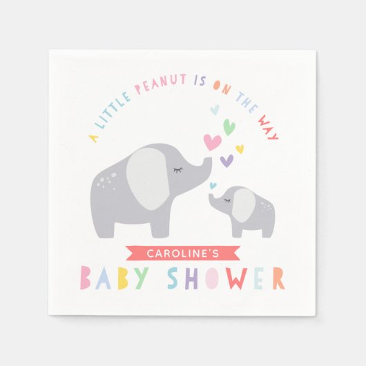 Little Peanut Elephant | BABY SHOWER | Regenboog Servet (Voorkant)