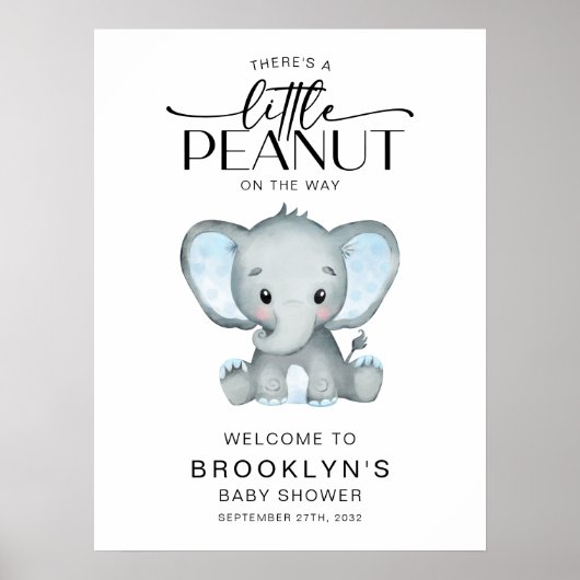 Little Peanut Elephant Baby shower Welkomstbord Poster (Voorkant)
