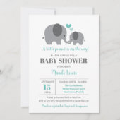 Little Peanut Elephant Blauwgroen Baby shower Kaart (Voorkant)