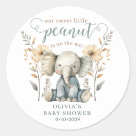 Little Peanut Elephant Blue Baby shower Ronde Sticker