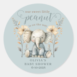 Little Peanut Elephant Blue Baby shower Ronde Sticker