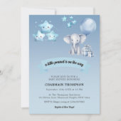 Little Peanut Elephant Blue Balloon Baby shower Kaart (Voorkant)