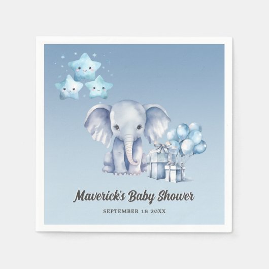 Little Peanut Elephant Blue Balloon Baby shower Servet (Voorkant)