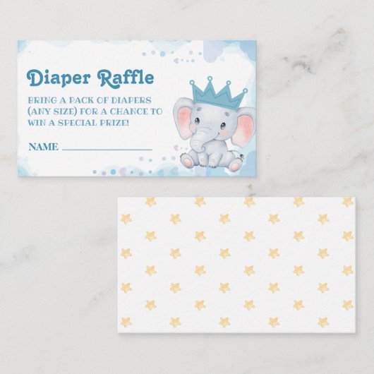 Little Peanut Elephant Blue Luier Raffle Ticket Informatiekaartje (Voorkant / Achterkant)