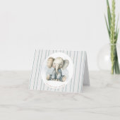 Little Peanut Elephant Blue Striped Baby shower Bedankkaart (Voorkant)