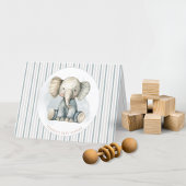 Little Peanut Elephant Blue Striped Baby shower Bedankkaart