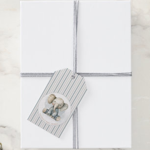 Little Peanut Elephant Blue Striped Baby shower Cadeaulabel