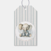 Little Peanut Elephant Blue Striped Baby shower Cadeaulabel (Voorkant)
