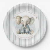 Little Peanut Elephant Blue Striped Baby shower Papieren Bordje (Voorkant)