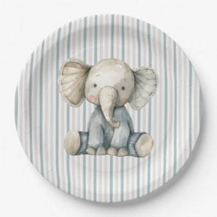 Little Peanut Elephant Blue Striped Baby shower Papieren Bordje