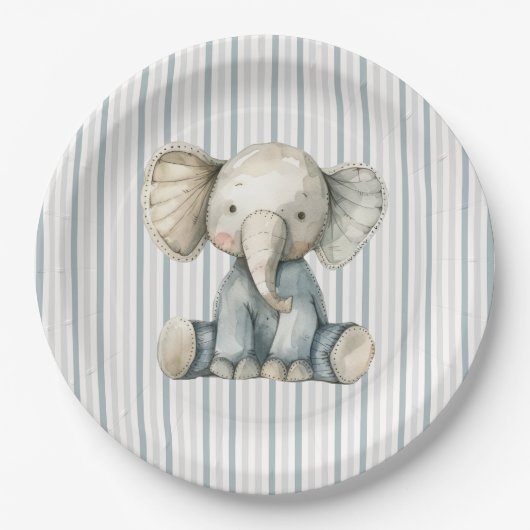 Little Peanut Elephant Blue Striped Baby shower Papieren Bordje
