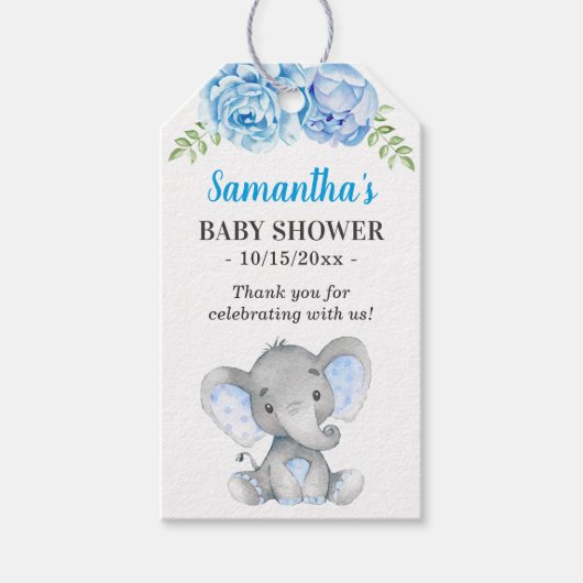 Little Peanut Elephant Boy Baby shower Gast Favor Cadeaulabel (Voorkant)