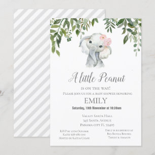 Little Peanut Elephant Invitation - Baby shower Kaart