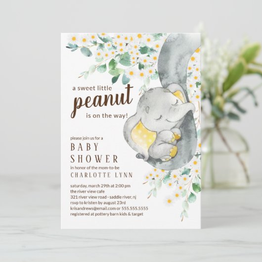 Little Peanut Elephant Neutraal Baby shower Kaart (Staand voorkant)