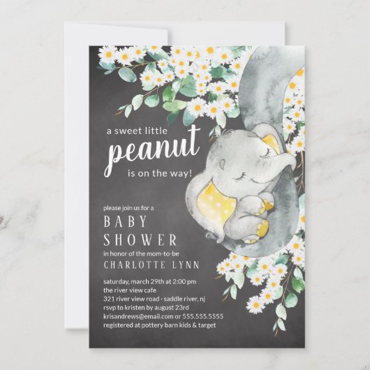 Little Peanut Elephant Neutraal Baby shower Kaart (Voorkant)
