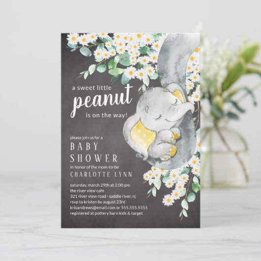 Little Peanut Elephant Neutraal Baby shower Kaart (Staand voorkant)