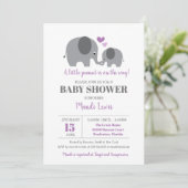 Little Peanut Elephant Paars Girl Baby shower Kaart (Staand voorkant)