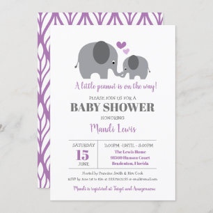Little Peanut Elephant Paars Girl Baby shower Kaart