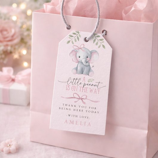 Little Peanut Elephant Pink Baby Shower Cadeaulabel
