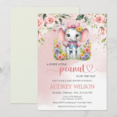 Little Peanut Elephant Pink Floral Kaart (Voorkant / Achterkant)