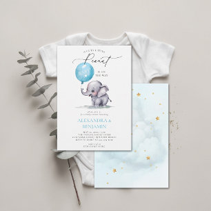Little Peanut Elephant Waterverf Baby Boy Shower Kaart