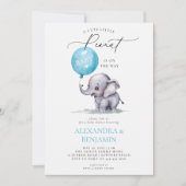 Little Peanut Elephant Waterverf Baby Boy Shower Kaart (Voorkant)