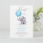 Little Peanut Elephant Waterverf Baby Boy Shower Kaart (Staand voorkant)