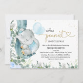 Little Peanut Floral Foliage Elephant Baby shower Kaart (Voorkant)