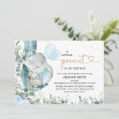 Little Peanut Floral Foliage Elephant Baby shower Kaart (Staand voorkant)