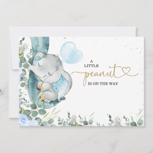 Little Peanut Floral Foliage Elephant Baby shower Kaart (Achterkant)