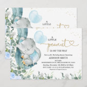 Little Peanut Floral Foliage Elephant Baby shower Kaart (Voorkant / Achterkant)