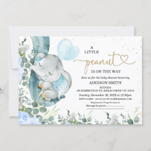 Little Peanut Floral Foliage Elephant Baby shower Kaart