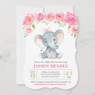 Little Peanut Girl Elephant Baby shower Invitation Kaart