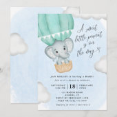 Little Peanut Green Elephant Baby shower Kaart (Voorkant / Achterkant)