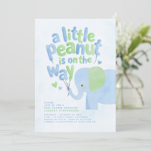 Little Peanut Groene en Blauwe Olifant Baby Shower Kaart