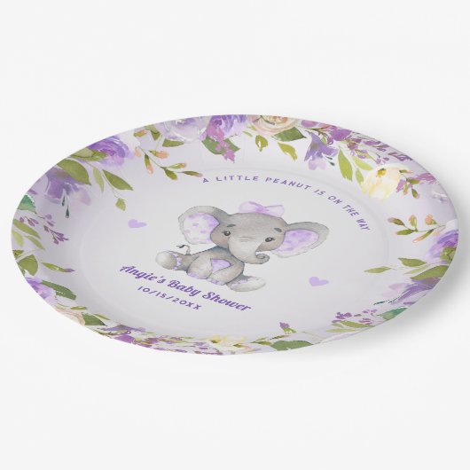 Little Peanut Meisje Lavendel Baby shower Sprinkle Papieren Bordje (Gekanteld)