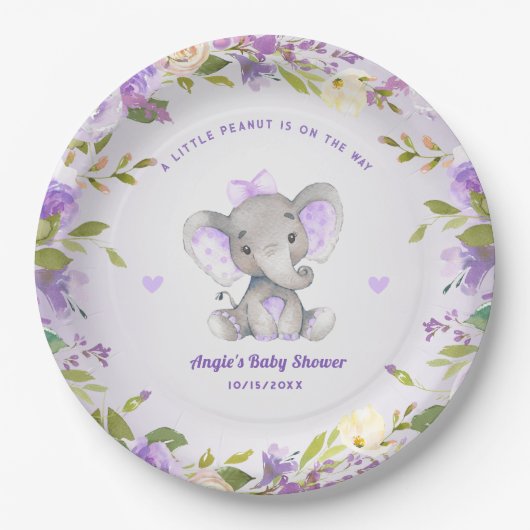 Little Peanut Meisje Lavendel Baby shower Sprinkle Papieren Bordje (Voorkant)