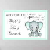 Little Peanut Mint Elephant Baby shower Welcome Poster (Voorkant)