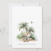 Little Peanut Oerwoud Safari Elephant Baby shower Kaart (Achterkant)