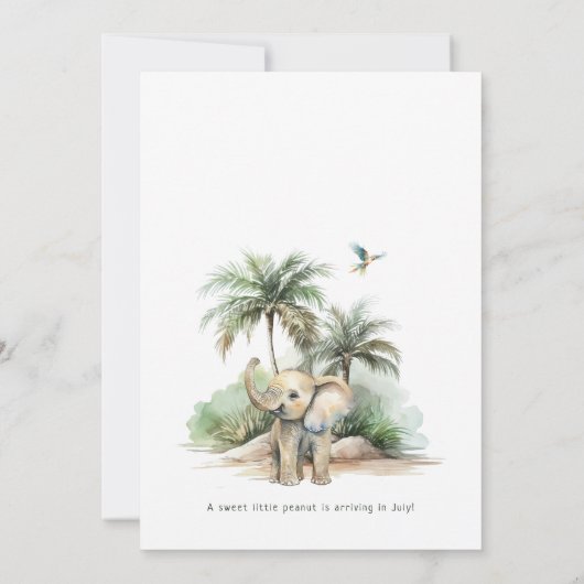 Little Peanut Oerwoud Safari Elephant Baby shower Kaart (Achterkant)