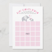 Little Peanut Olifant Baby shower Bingo Spel Roze Kaart (Voorkant)