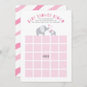 Little Peanut Olifant Baby shower Bingo Spel Roze Kaart (Voorkant / Achterkant)