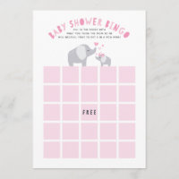 Little Peanut Olifant Baby shower Bingo Spel Roze