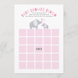 Little Peanut Olifant Baby shower Bingo Spel Roze Kaart