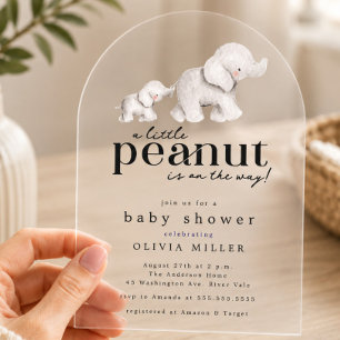 Little Peanut Olifant Baby Shower Uitnodiging