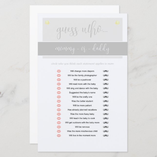 Little Peanut Olifant Boy Baby shower spel (Voorkant / Achterkant)