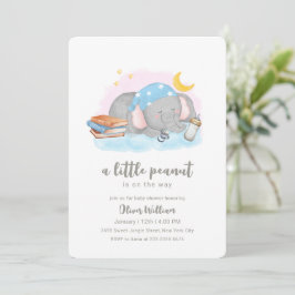 Little Peanut Sleeping Elephant Baby Shower Kaart