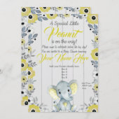 Little Peanut Yellow Rustic Baby shower Invitation Kaart (Voorkant / Achterkant)