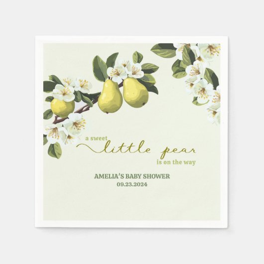 Little Pear Gender Neutral Fruit thema baby shower Servet (Voorkant)