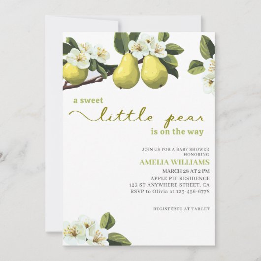 Little Pear is op weg naar fruit thema baby shower Kaart (Voorkant)